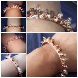 Quartz Crystal Point Spike Cuff Bracelet Steampunk